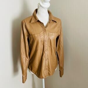 Aritzia Wilfred Vegan Leather Button Down Shirt